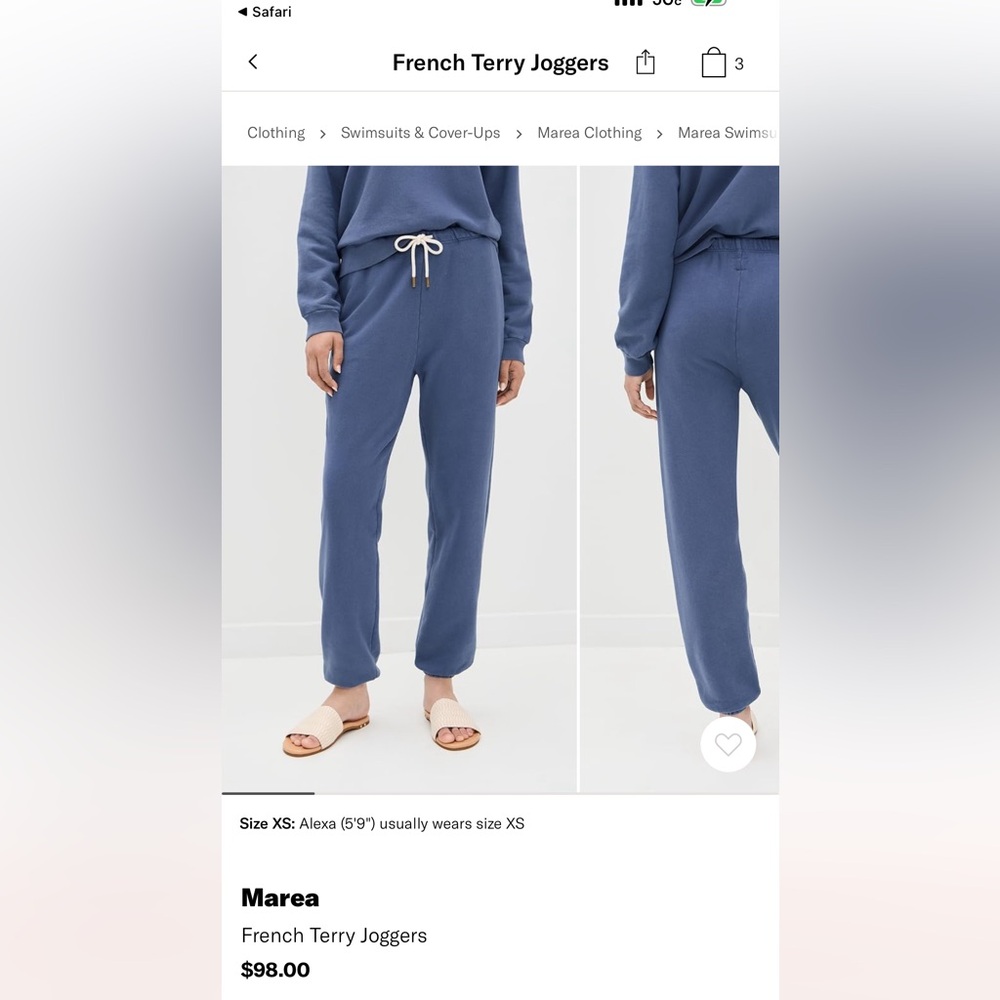 Marea French Terry Joggers - Slate Blue - Small